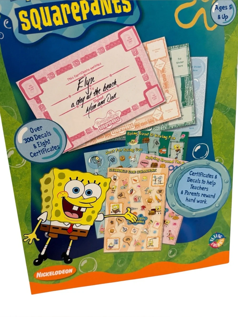 Vintage 2001 SpongeBob Squarepants Reward Decals & Certificates NEW